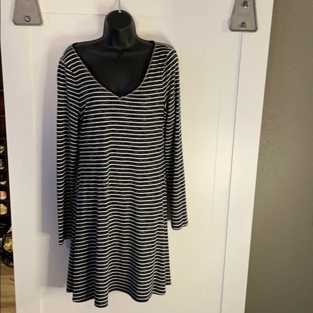 Black and white striped dress